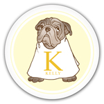 Name Doodles - Personalized Melamine Plates (Whimsical Pug Yellow) (WAO-P5Y)